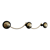 Vintage 1960s coat rack, gold and black, 3 hooks, mint condition - 45 x 7 cm