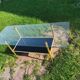 vintage coffee table, brass frame, glass and mirror tray, 50/60'S, 15 photos
