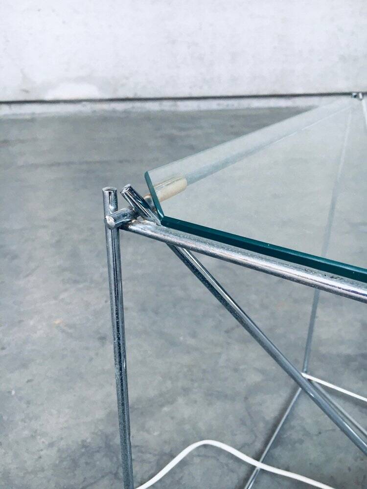 Cubist coffee table with lamp attributed to Max Sauze, France 1960s