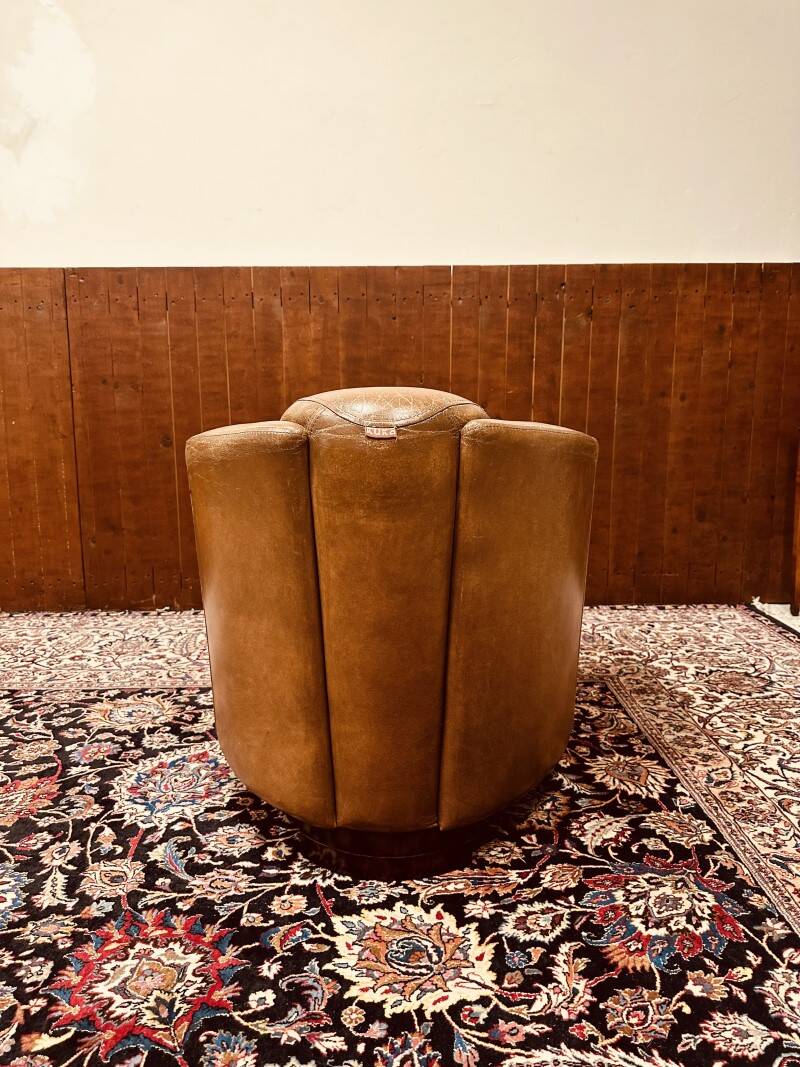 Fauteuil club vintage en cuir de mouton
