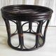 Rattan stool and fabric cushion – 80s/90s