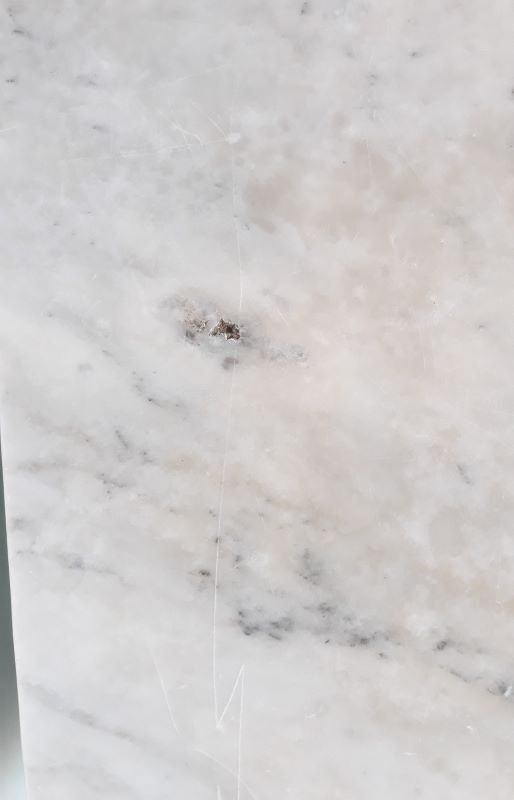 Walnut table on white marble for kitchen, old