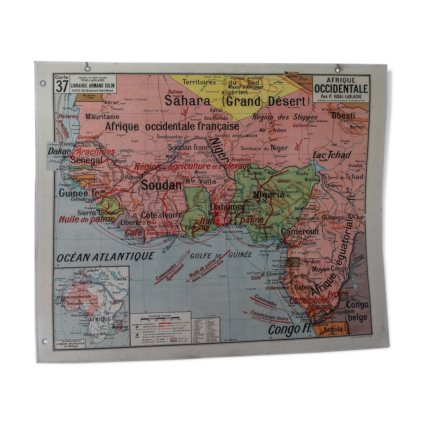 La carte de géographie Afrique Occidentale / Tunisie