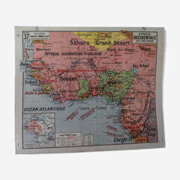 La carte de géographie Afrique Occidentale / Tunisie