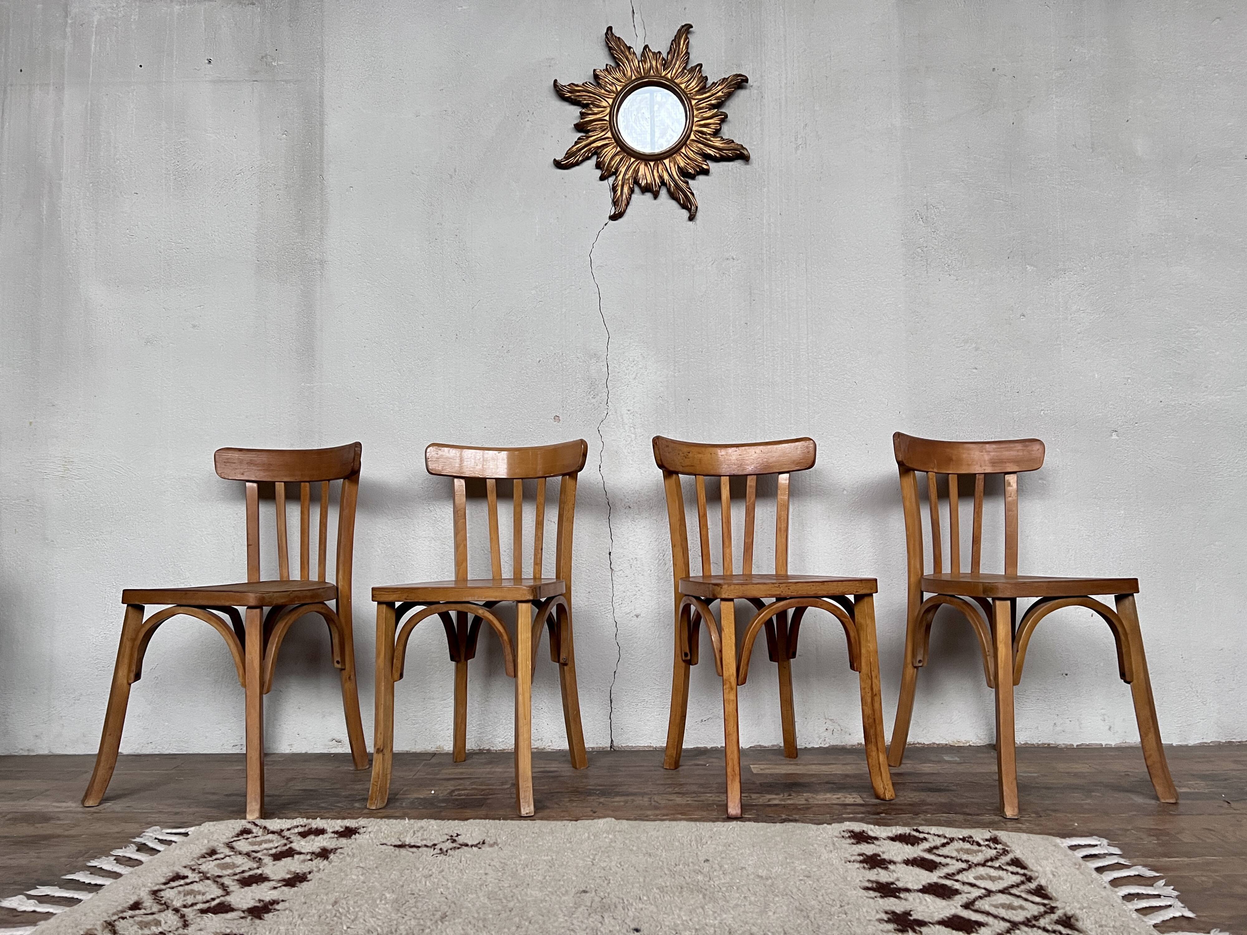 Série 4 chaises en bois  1950