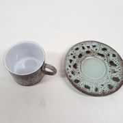Ceremic lava cup in brown and turquoise, 1970's