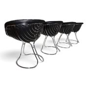 Set of 4 Pan Am dining chairs, chrome, leather by Gastone Rinaldi for RIMA,