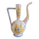 Vintage Glazed Earthenware Ewer/Pitcher – Hand-Painted Floral Decoration
