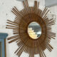 Large sun mirror in rattan