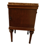 Wooden bedside table with mobile marble top