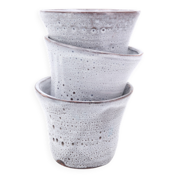 Set of 3 gray ceramic flower pots, Vallauris 1960s