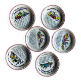 SIX vintage Gien spaghetti plates - Cordon Rouge Series