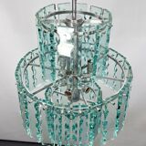 Lustre italien en verre taillé par Zero Quattro années 1970
