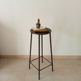 Brutalist high stool from the 1960s in solid steel.