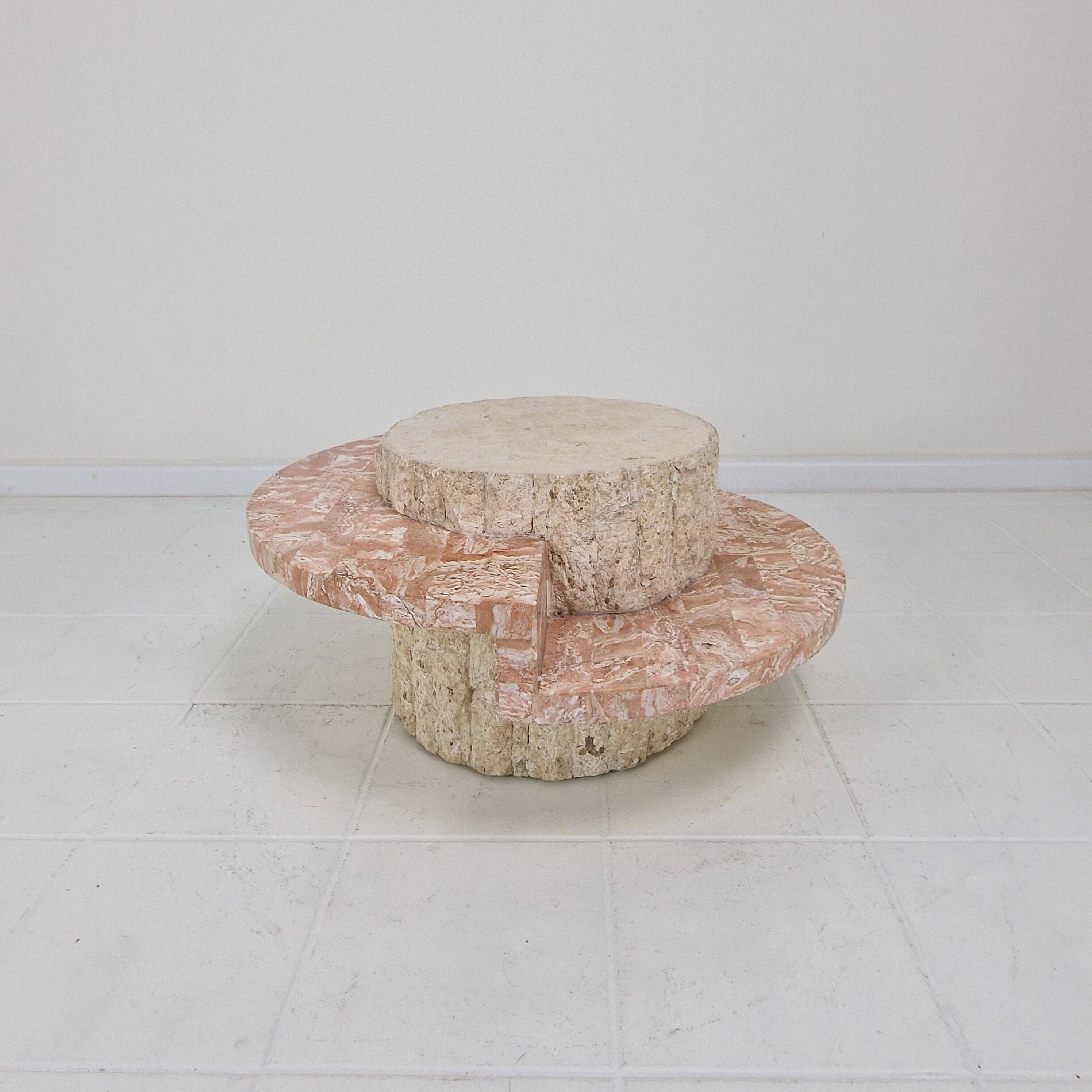 Round Mactan or Fossil Stone Coffee Table by Magnussen Ponte, 1980s
