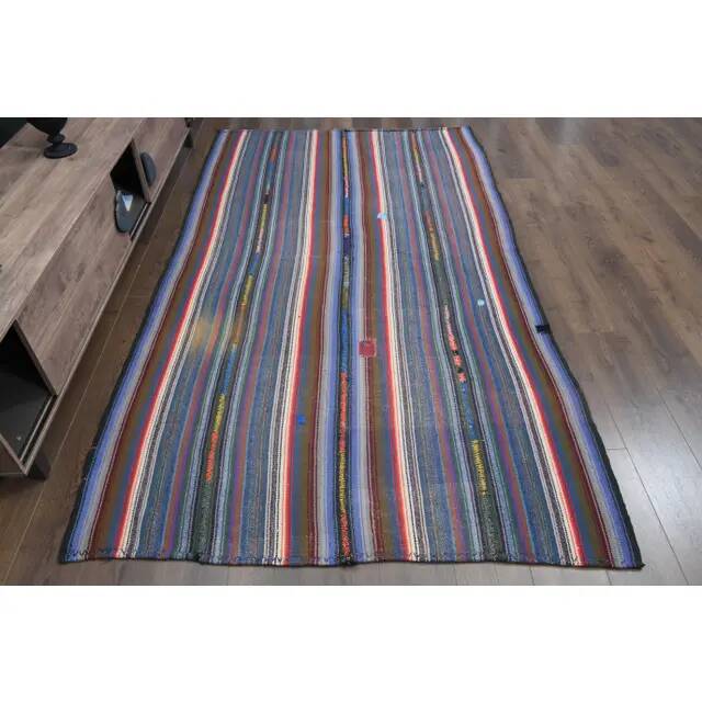1970s Vintage Turkish Oushak Handmade Wool Cotton Purple Area Rug 159x277