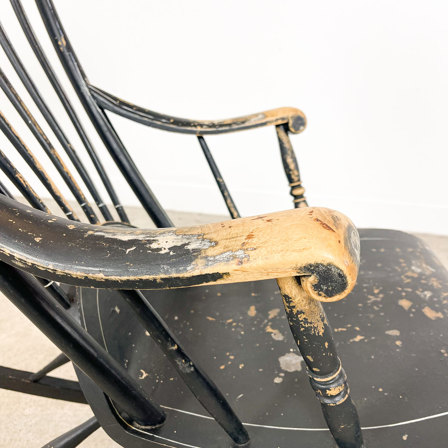 Swedish antique black painted rocking chair