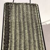 Vintage rolling table from 1960 - green rattan and black tubular metal