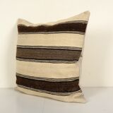 Handmade Organic Wool Striped Couch Pillow Cover, Ethnic Chair Cushion Decor from Anatolian, Bohemia