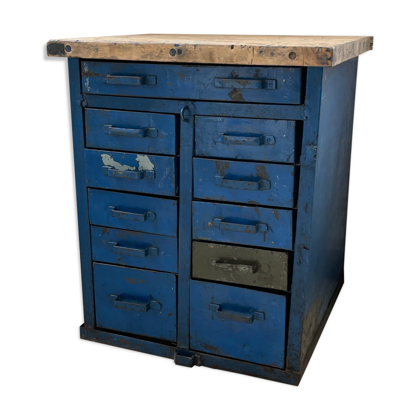 Meuble établi rangement militaire industriel bleu