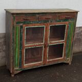 Glazed wooden sideboard with 2 doors