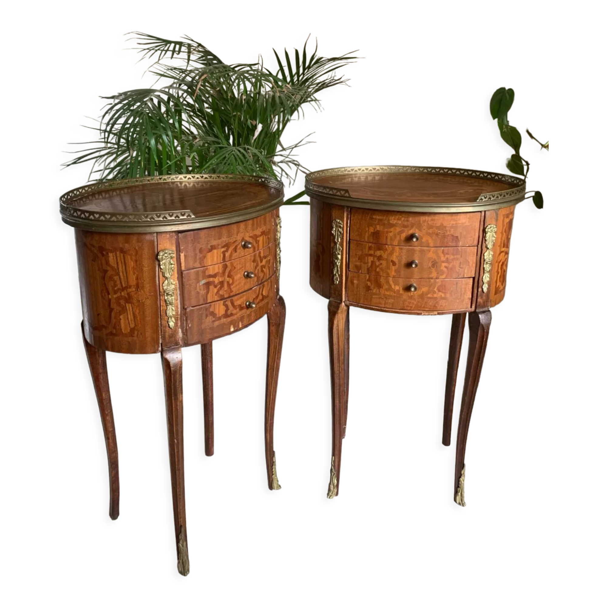 Pair of bedside tables in the shape of a stab, Louis XVI style