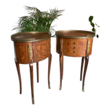 Pair of bedside tables in the shape of a stab, Louis XVI style