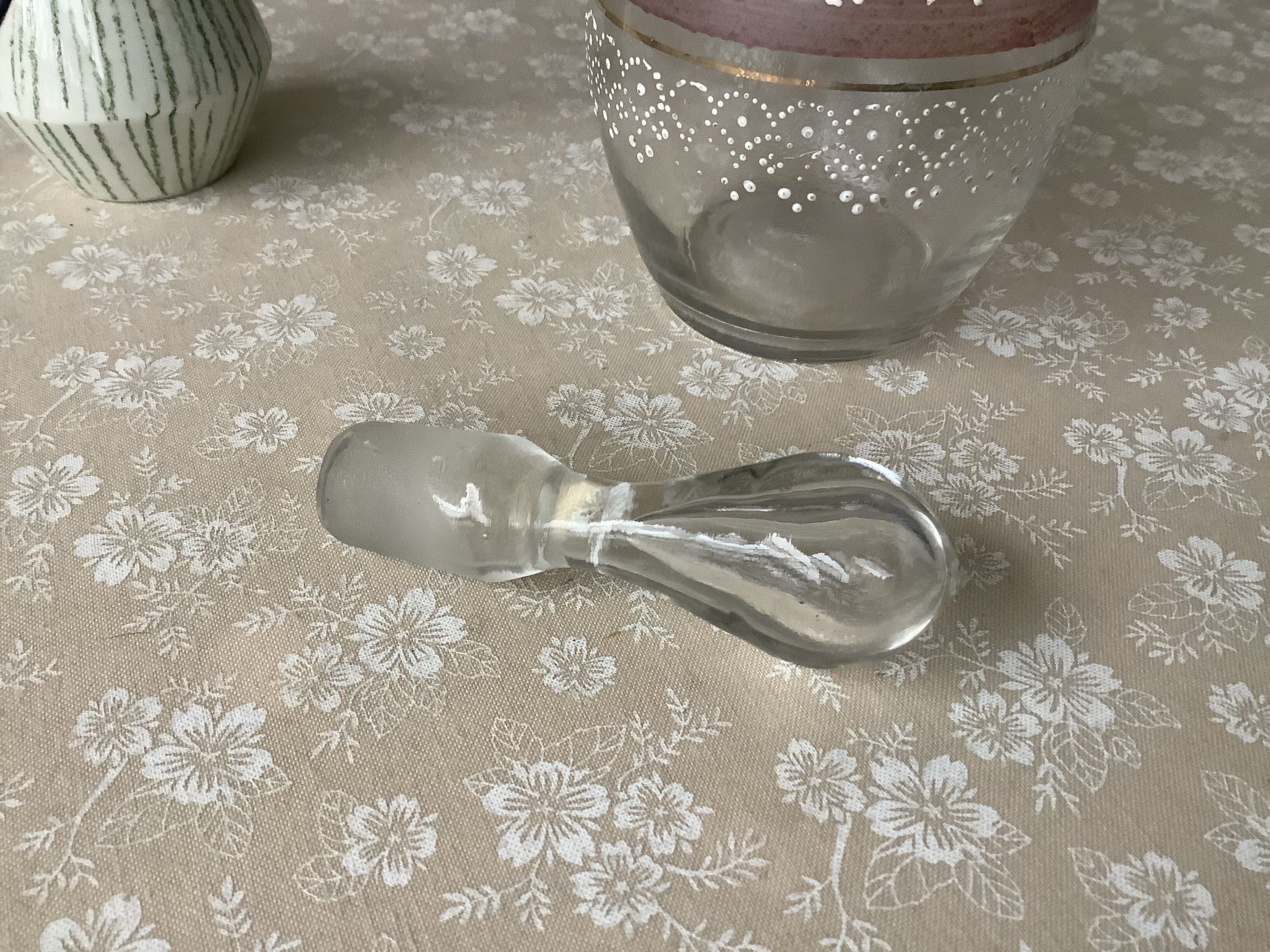 Blown glass enameled liqueur carafe