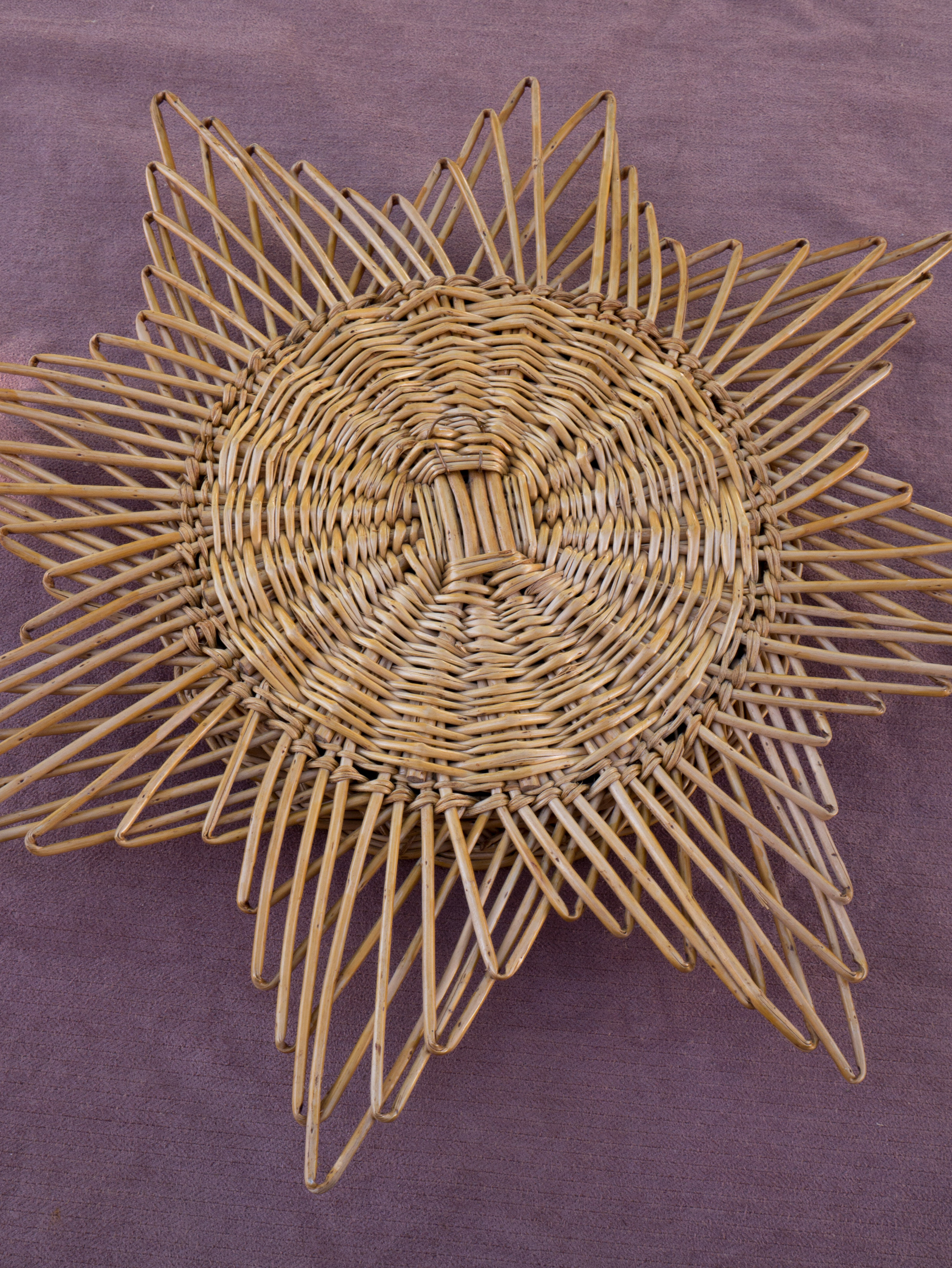 Rattan sun mirror 45x45cm