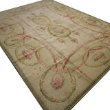 Antique Savonnerie French Carpet 1890 Handwoven Traditional French Antique Rug- 366x274cm