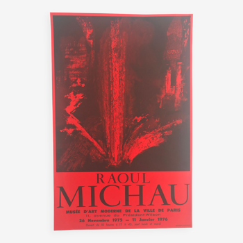 Affiche originale en bichromie de Raoul MICHAU, Musée d'art moderne de la Ville de Paris, 1975