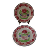 2 assiettes fleuris faïence Choisy le roi
