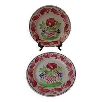 2 assiettes fleuris faïence Choisy le roi