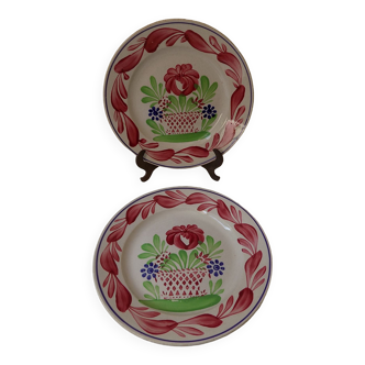 2 floral plates earthenware Choisy le roi