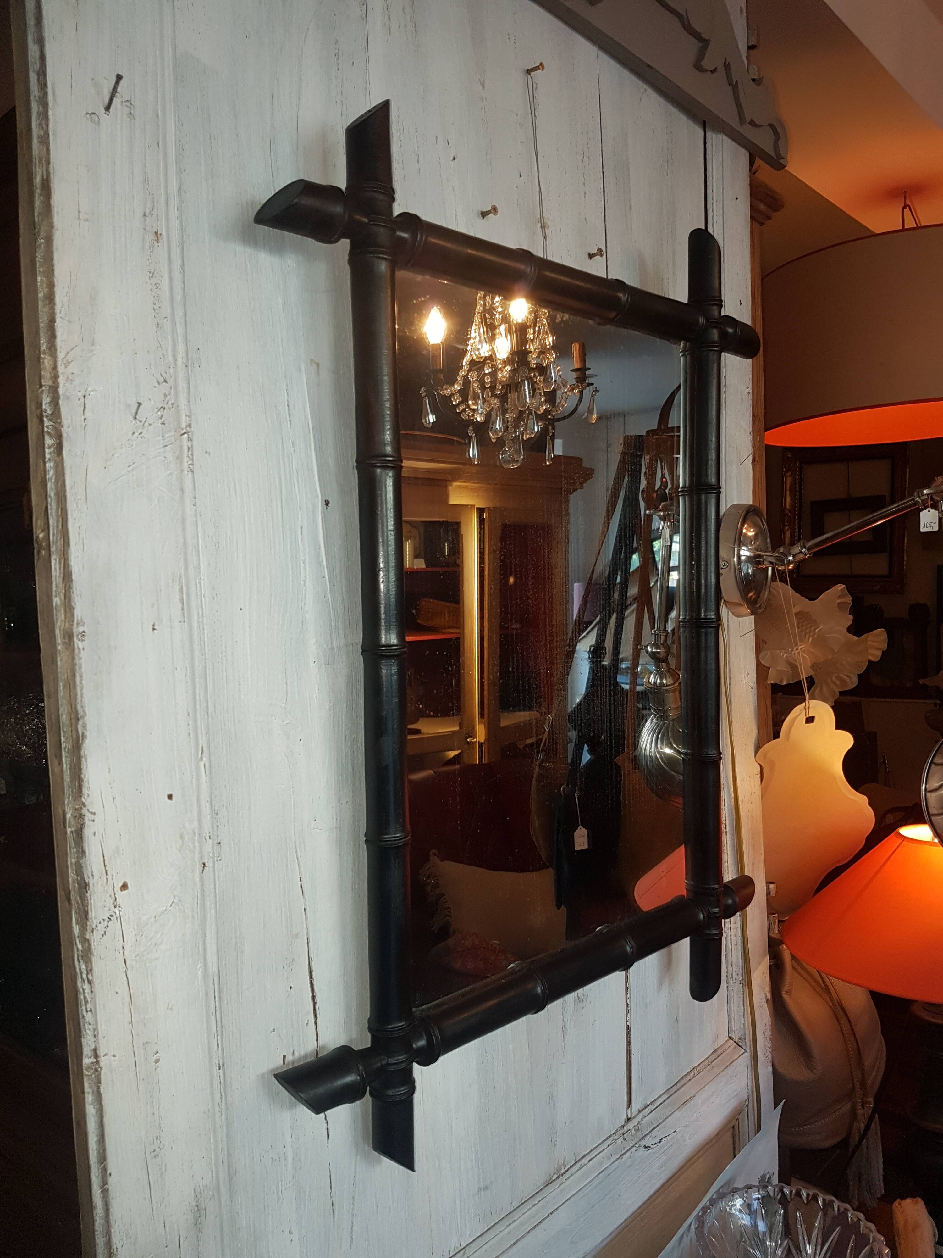 Black bamboo mirror 57x72cm