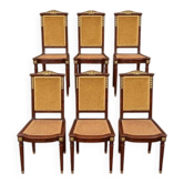 Suite de 6 chaises de salle à manger Empire – Acajou, bronzes dorés (ombp)