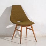 Chair in wood and ochre fabric, c.1960