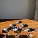 Set of 6 metal ice cream cups on flower-shaped feet