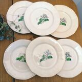 10 flat plates in Earthenware Digoin Bayeux Model, mountain chalet / naïve