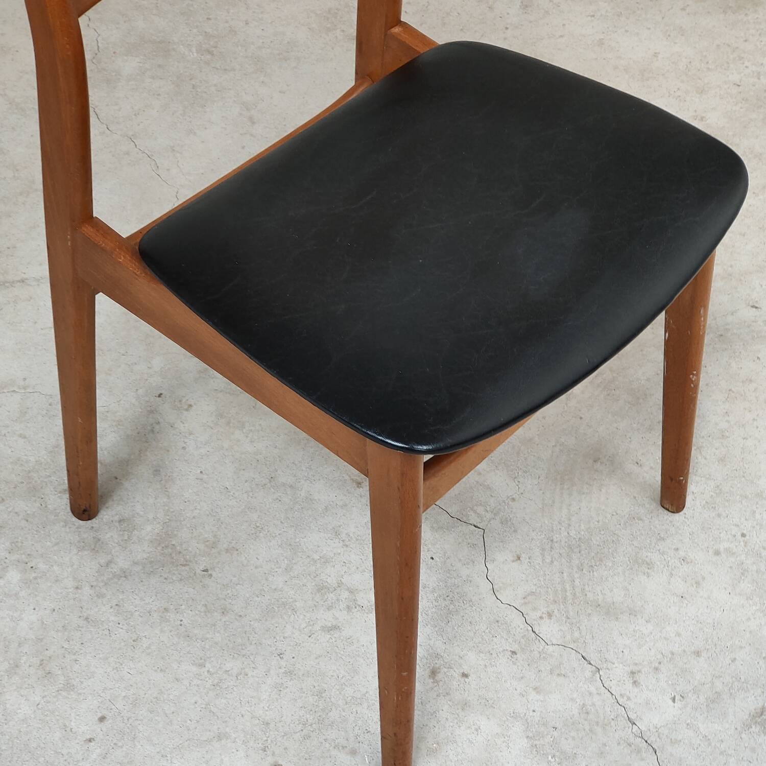 Pair of Scandinavian style leather and wood chairs 1970