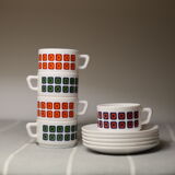 Vintage cups 70s square décor Pop Polka