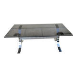 Vintage Design Coffee Table Smoked Glass, Chrome 19