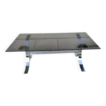 Vintage Design Coffee Table Smoked Glass, Chrome 19