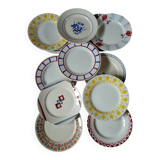 12 mismatched antique dinner plates