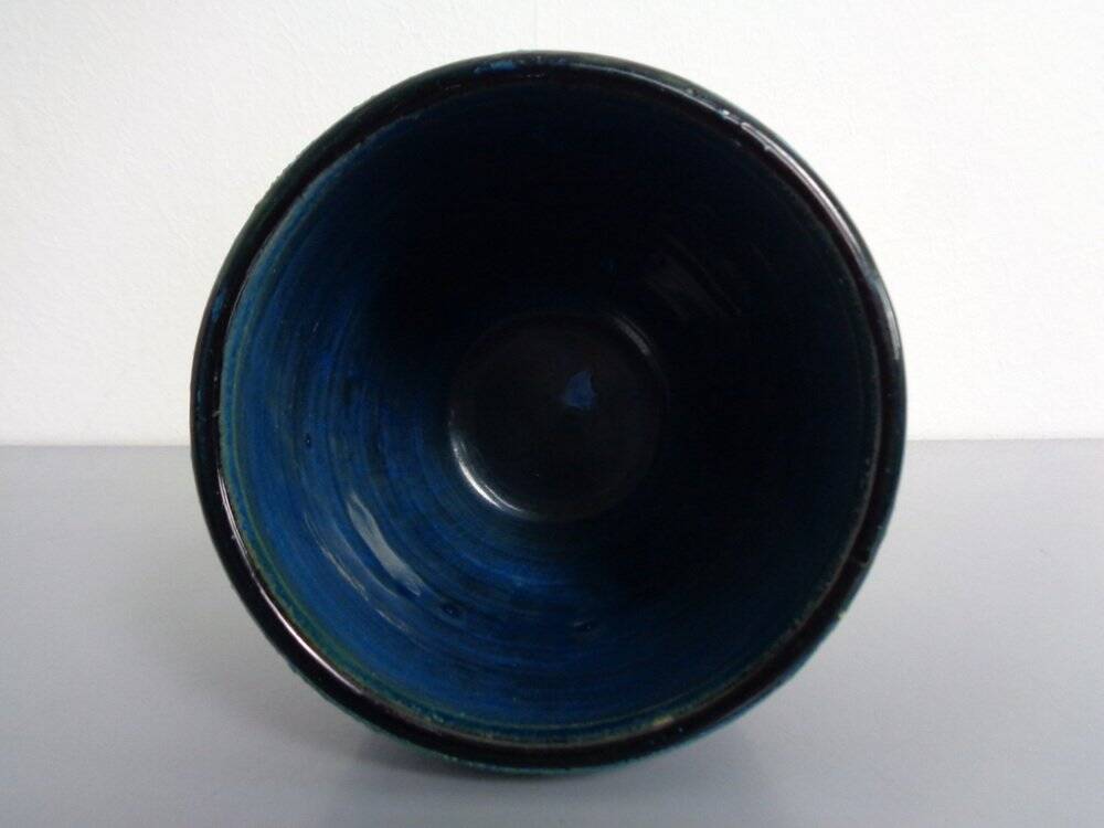 Italian Rimini Blue Ceramic Cachepot by Aldo Londi for Bitossi, 1960s