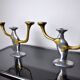 Pair of brutalist candle holders by David Marshall, 1980, Spain