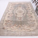 6x9 Ash Gray Handmade Wool Turkish Vintage Rug, 188x290Cm SK 5073