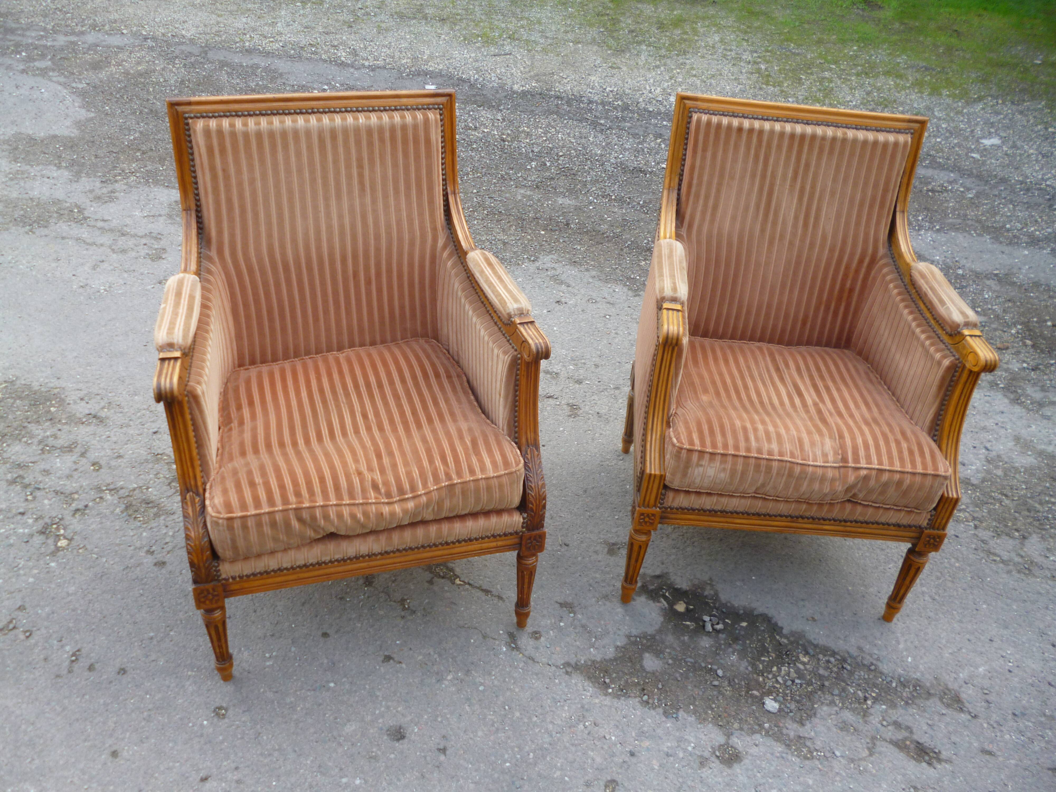 Pair of Louis XVI style armchairs