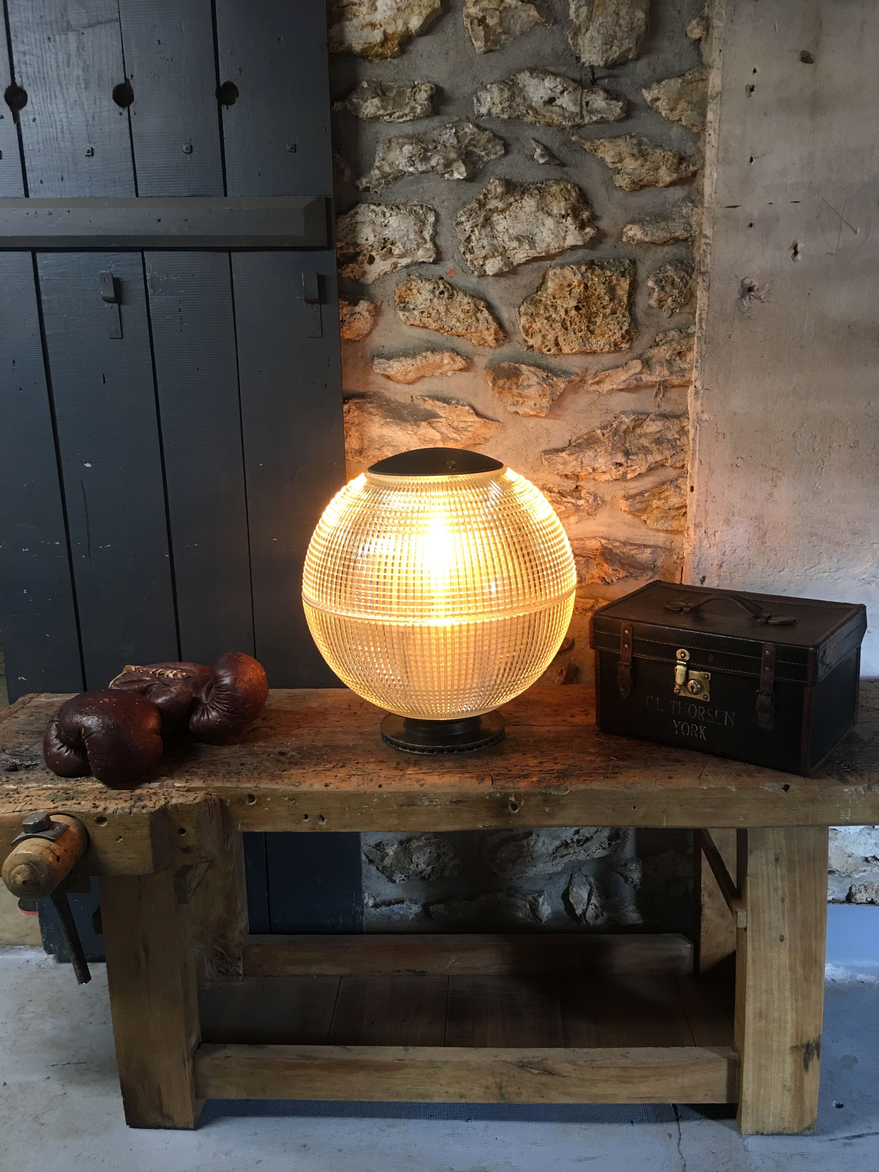 Holophane ball on plinth 1950, 50 cm diameter