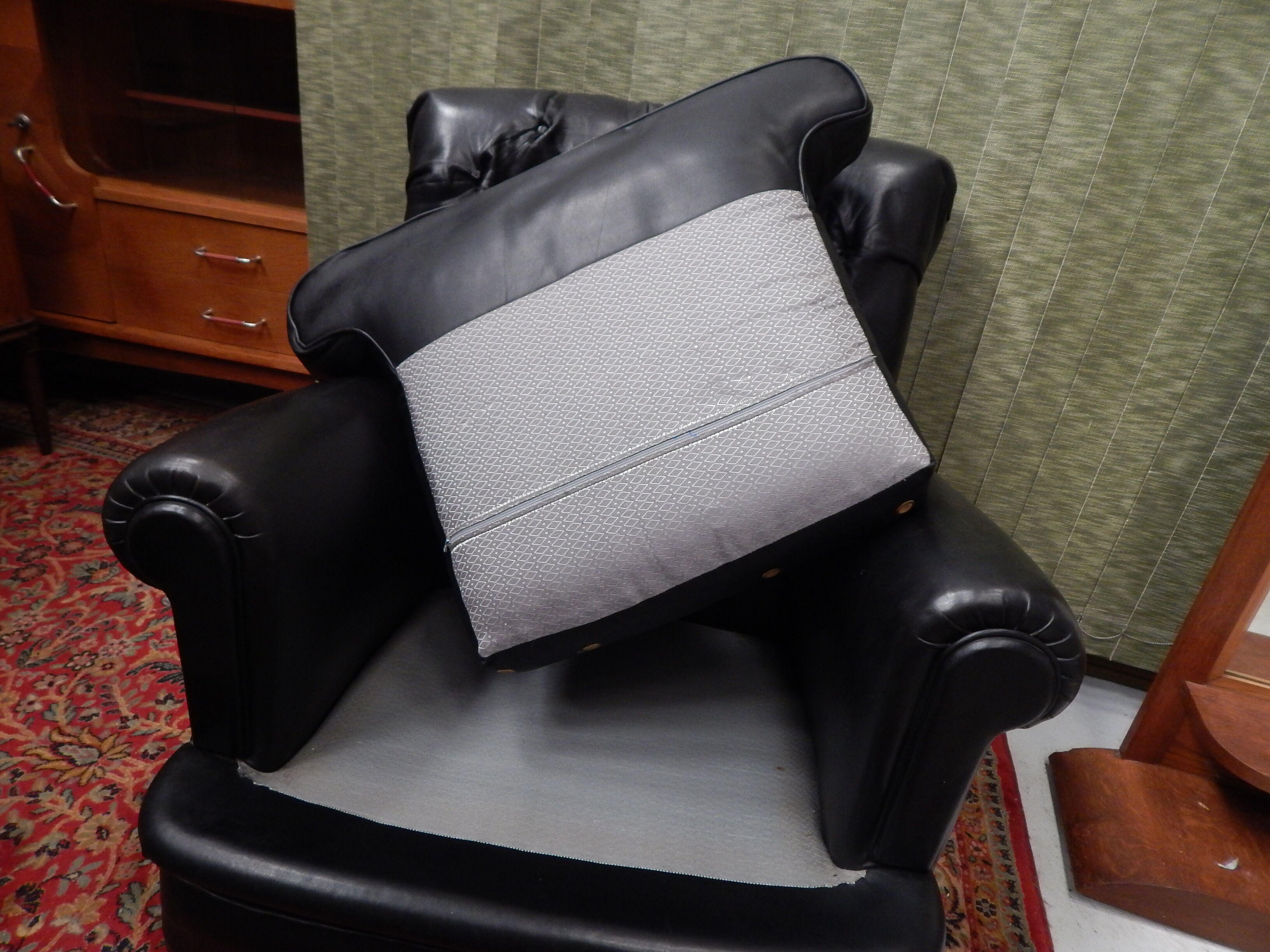 Pair Old black leather chair